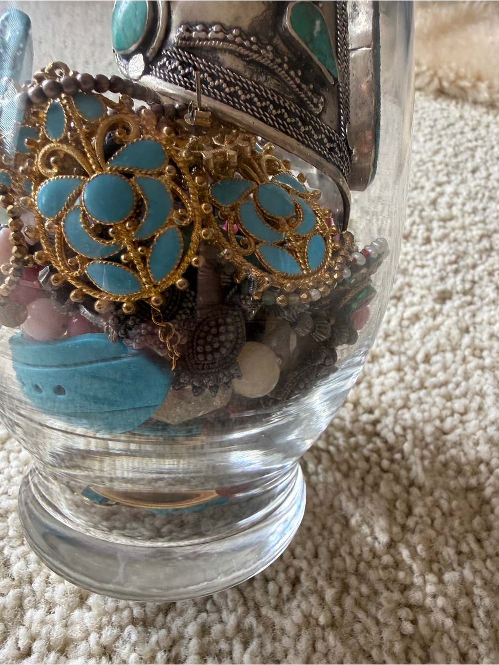 Estate Mystery Jewelry Jar Vintage Boho Gemstone Mixed Wearable Lot - Picture 3 of 15